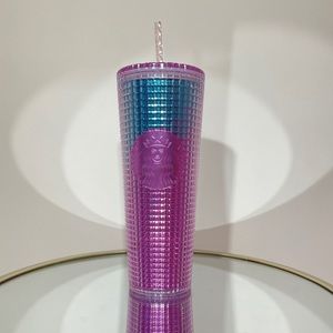 Starbucks Ombre Pink Blue Grid Disco Tumbler